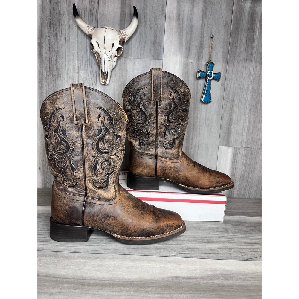 Shyanne Solstice Gia Western Boots Womens 8.5 Leather Square Toe Cowgirl Rodeo